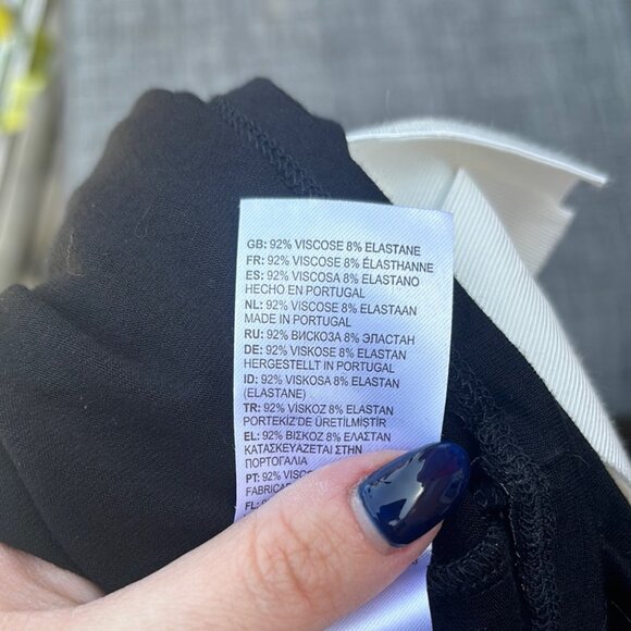 Ted Baker London Black Fitted T-Shirt Large White Bow Shoulder Detail - Picture 8 of 11